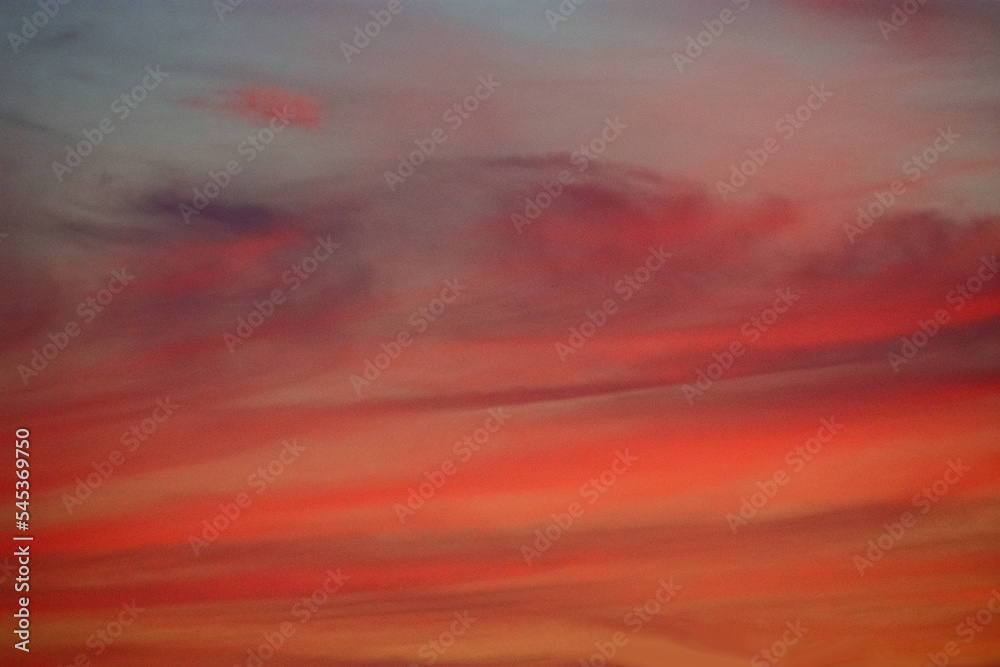 Red sky and clouds