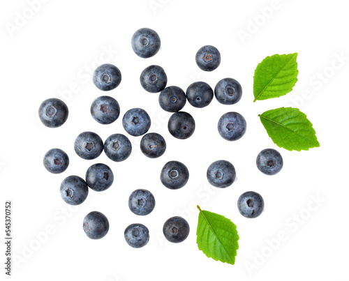 Fototapete Blueberries and leaves isolated on transparent png