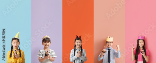 Set of cute children with t...