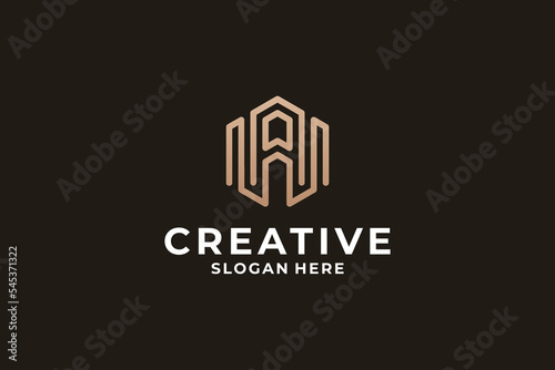 Abstract letter A logo design with triangle concept