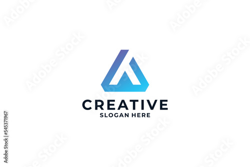 Creative letter A with unique concept logo design.