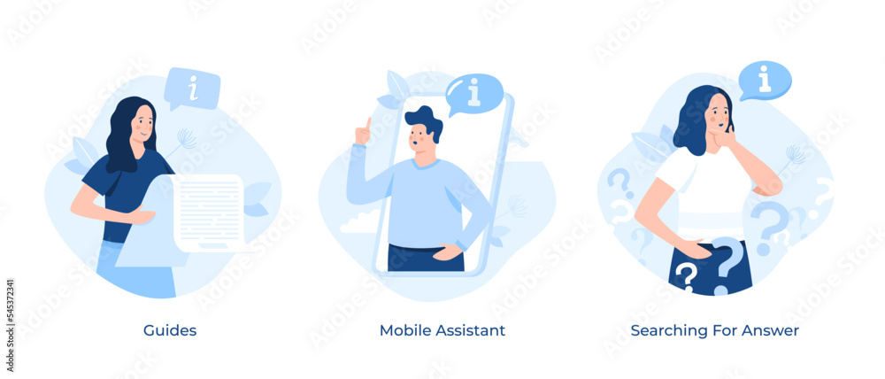 Fototapeta premium Set Of 3 Vector FAQ Concepts