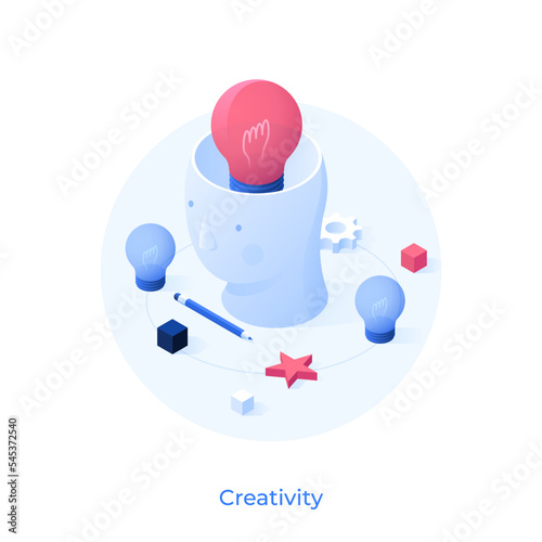 Vector Isometric Icon. Head Concepts