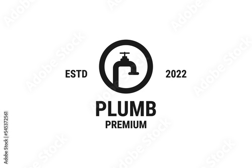 Flat plumbing logo design vector illustration idea