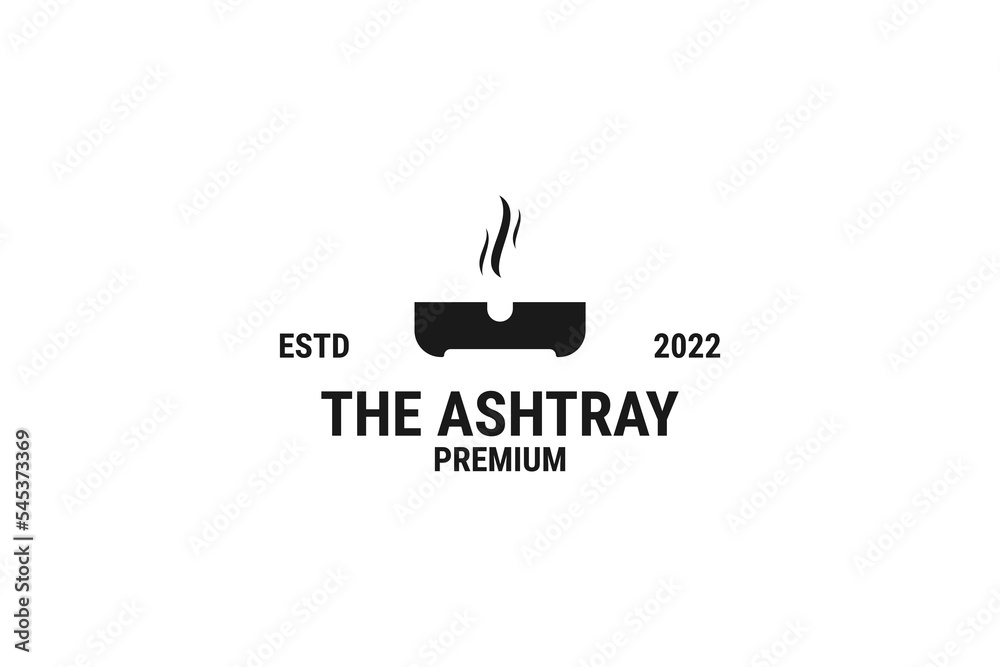 Flat cigarette ashtray logo design vector template illustration