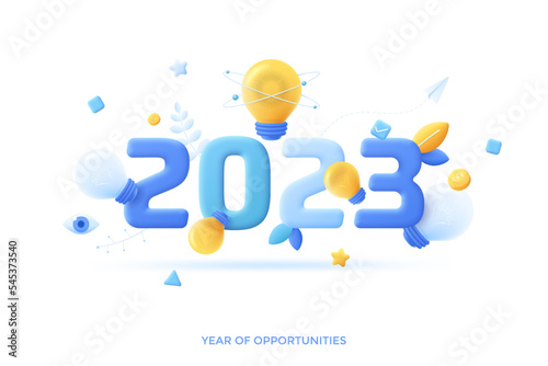 2023 Year Of Opportunities In Flat 3D Style