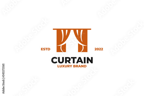 Flat creative curtain logo design vector template illustration