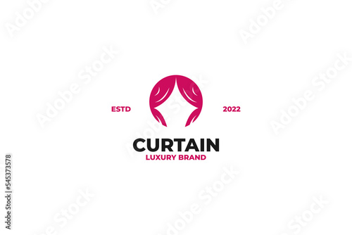 Flat creative curtain logo design vector template illustration
