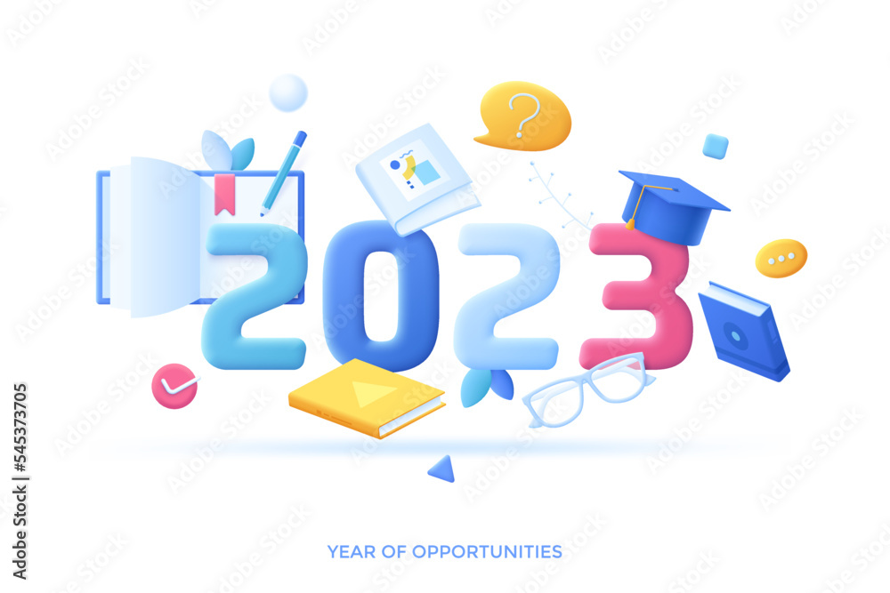 2023 Year Of Opportunities In Flat 3D Style 2023 Year Of Opportunities In Flat 3D Style