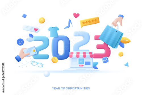 2023 Year Of Opportunities In Flat 3D Style