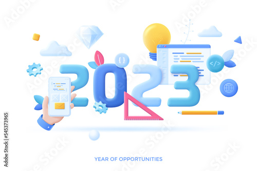 2023 Year Of Opportunities In Flat 3D Style