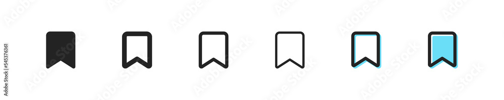 Bookmark set icon. Note, check box, mark, tick, pick, website, online, internet, literature, save. Technology concept. Vector black line icon on white background Bookmark set icon. Note, check box, mark, tick, pick, website, online, internet, literature, save. Technology concept. Vector black line icon on white background