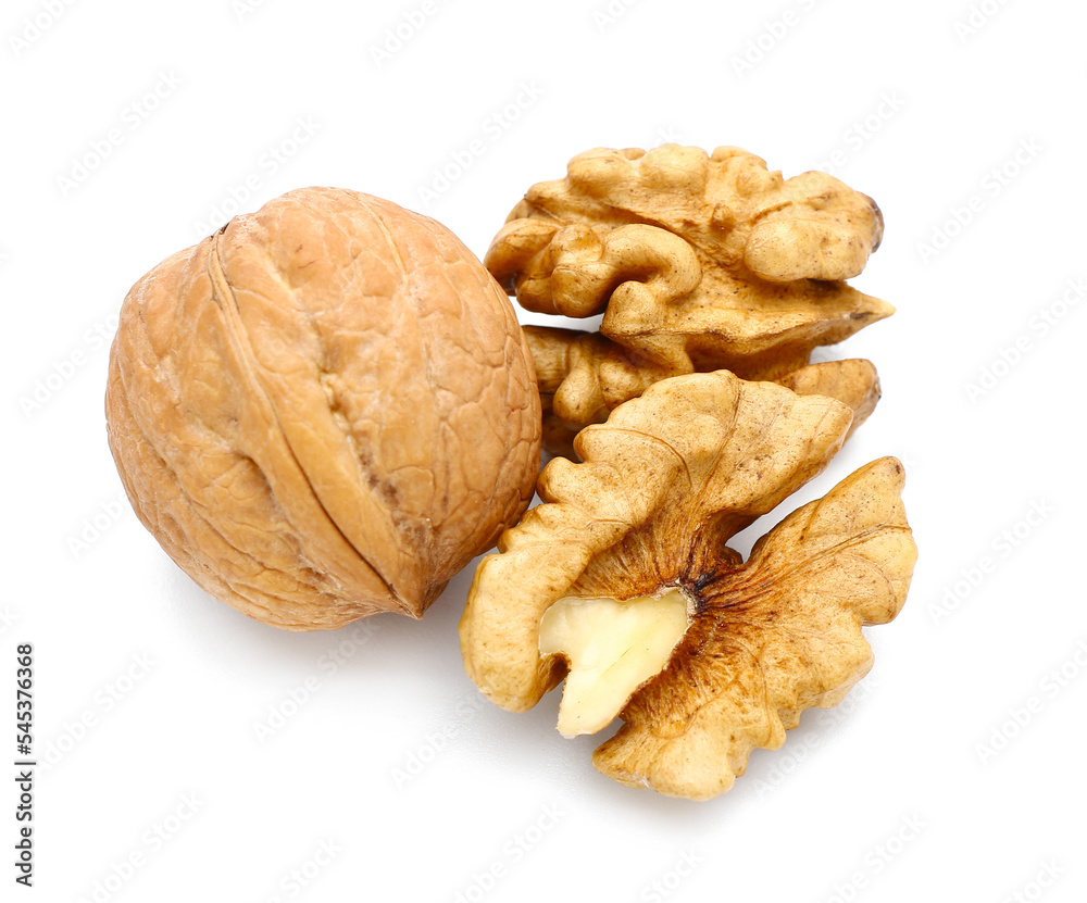 Tasty walnuts isolated on white background Tasty walnuts isolated on white background
