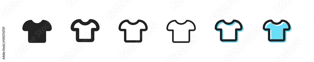 T shirt set icon. Clothing, torso, size, print, company, brand, design, logo, cold, summer wear, t-shirt, garments, dree, wear. Costume concept. Vector line icon on white background T shirt set icon. Clothing, torso, size, print, company, brand, design, logo, cold, summer wear, t-shirt, garments, dree, wear. Costume concept. Vector line icon on white background