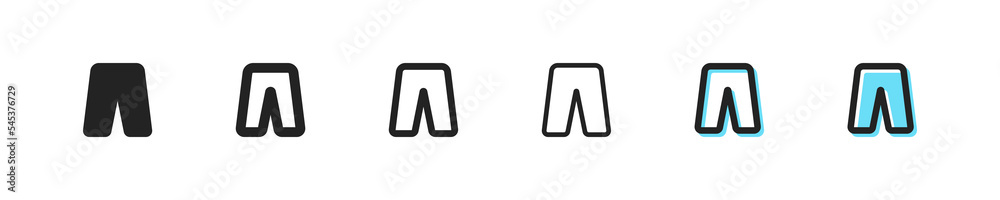 Pants set icon. Clothing, leg, size, print, company, brand, design, logo, cold, breeches, unmentionables, trousers, garments, dree, wear. Costume concept. Vector line icon on white background Pants set icon. Clothing, leg, size, print, company, brand, design, logo, cold, breeches, unmentionables, trousers, garments, dree, wear. Costume concept. Vector line icon on white background