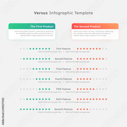 Products Comparison Chart Diagram with Features Options Circles Infographic Design Template
