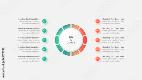 Circle Round Dos and Don'ts, Pros and Cons, VS, Versus Comparison Infographic Design Template