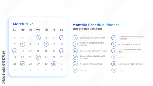 Monthly Schedule Planner Infographic Design Template with Calendar and To-Do Tasks List 