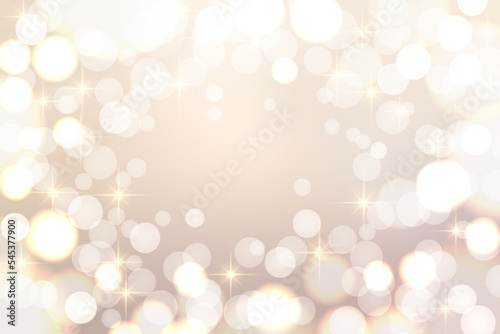 Abstract  blur light background with bokeh and golden star on gradient gold, brown color, vector illustration photo