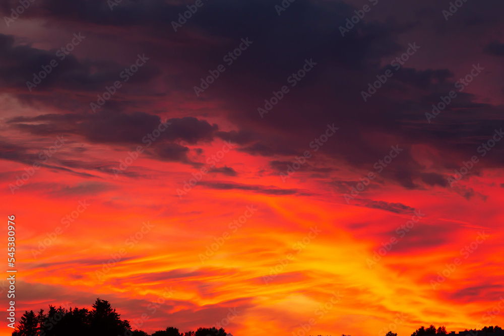 Fototapeta premium Red sunset sky dramatic in north