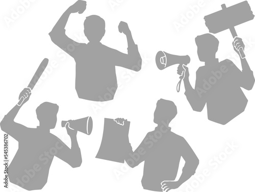 主張する男性のシルエットイラストセット