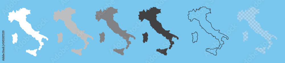 Italy Map Black  Italian Border  State Country Transparent Isolated  Variations