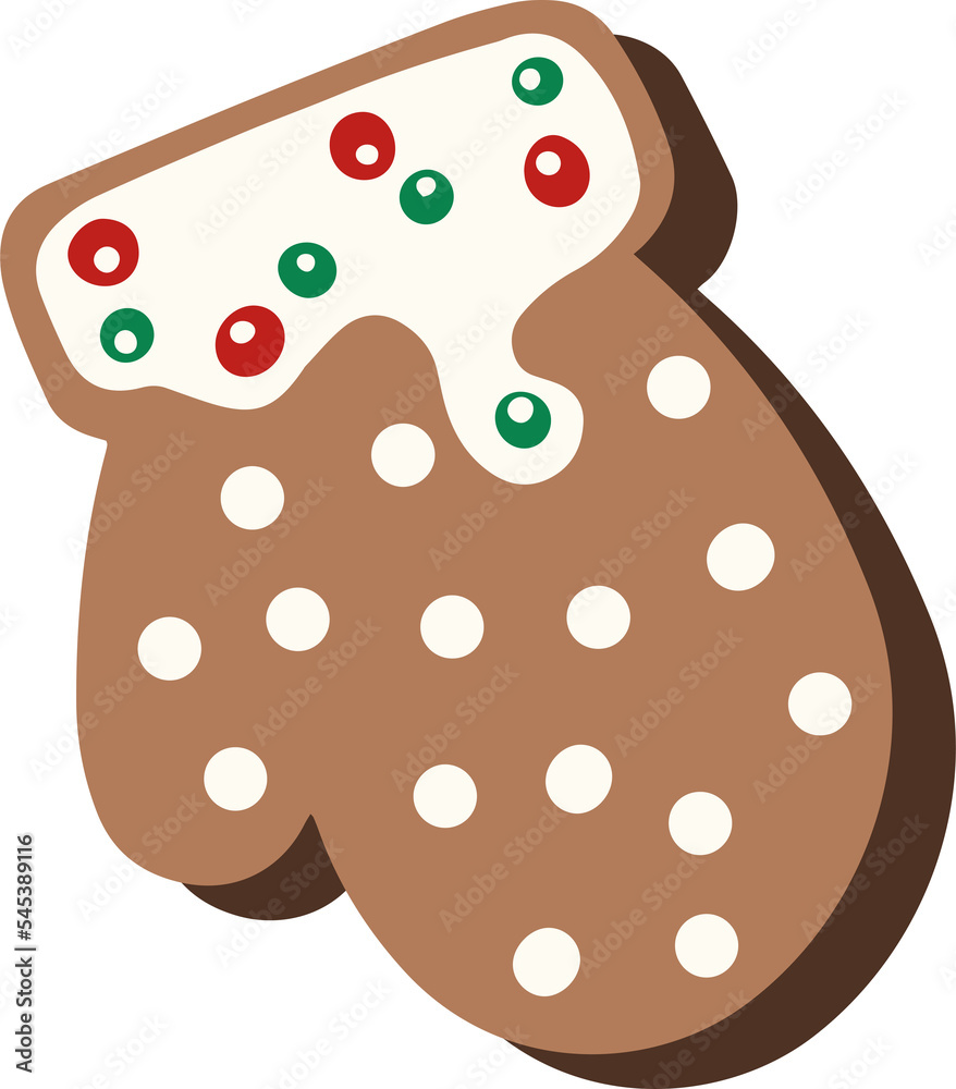 Christmas gingerbread shaped mitten figure with white icing Christmas gingerbread shaped mitten figure with white icing