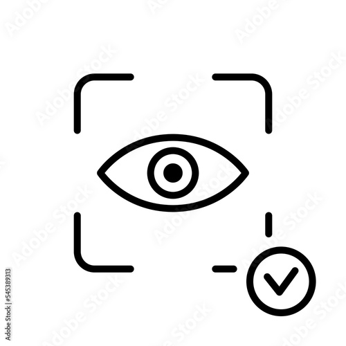 Eye Scan ID Line Icon. Vision Scanning Technology for Security Access Pictogram. Iris Recognition for Biometric Identification Sign. Retina Scanner. Editable Stroke. Isolated Vector Illustration