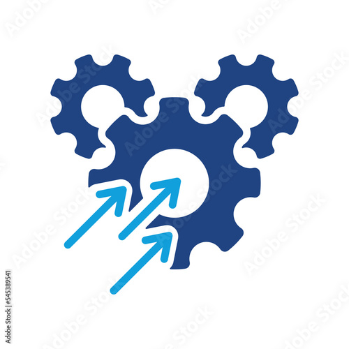 Operational Production Growth Color Icon. Gear with Increase Arrow Pictogram. Productivity Industry Process Silhouette Icon. Business Efficacy Optimize. Isolated Vector Illustration