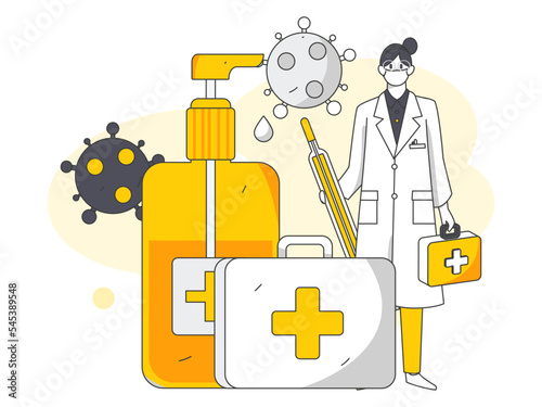 Doctor epidemic prevention and anti epidemic flat vector concept operation illustration
