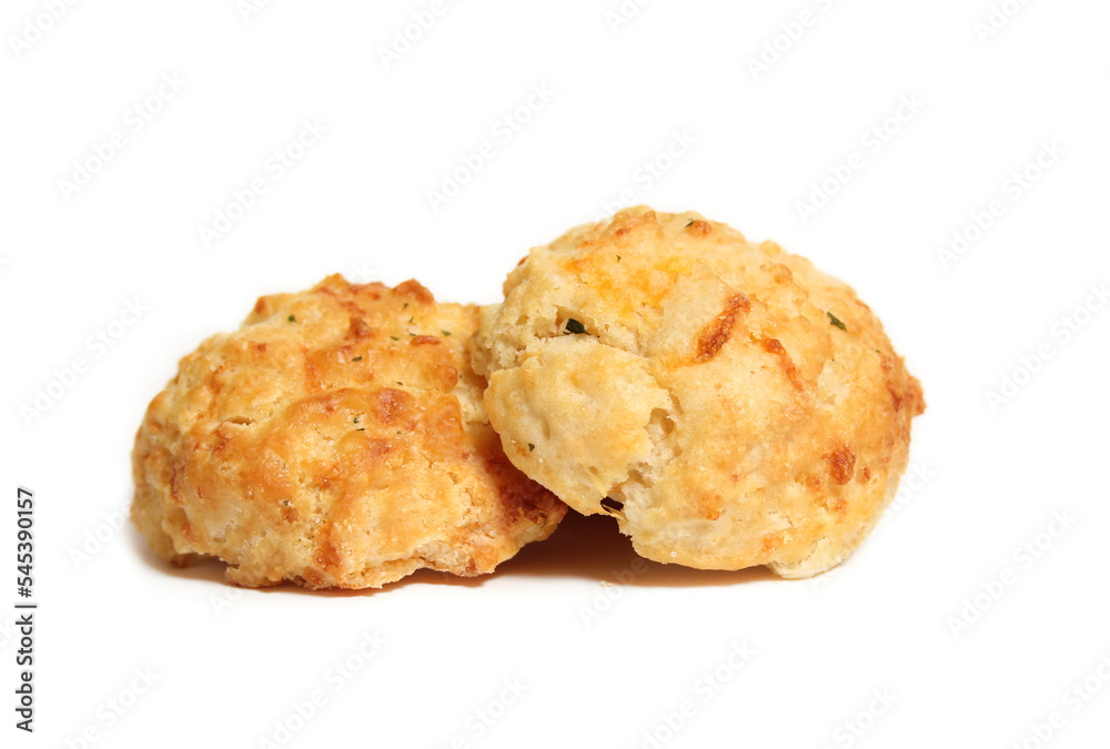 Garlic and Cheddar Biscuits Isolated on White Background Garlic and Cheddar Biscuits Isolated on White Background