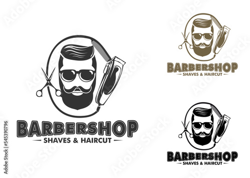 Barbershop vintage Logo Vector template isolated on white background