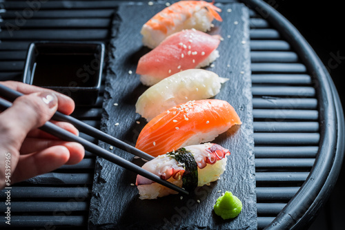 Tasty and fresh Nigiri sush...