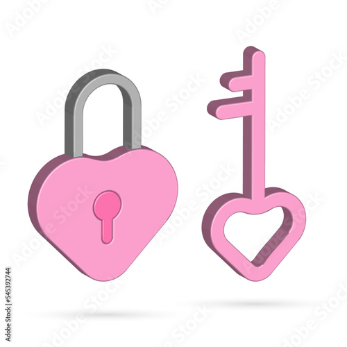 Love Couple key and Locked, Padlock Vector Illustration.
