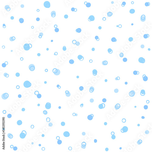 Seamless pattern hand drawn white snow flakes on blue, simple winter background. Merry Christmas and Happy New Year