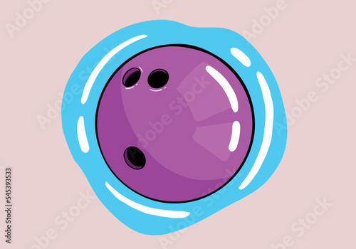 Hand drawn purple bowling ball on isolated background, vector illustration
