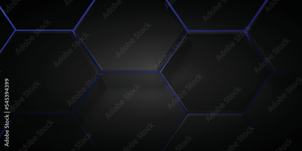 Blue background and black hexagon 