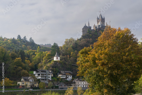 View to the german castle called Reichsburg in the city Cochem