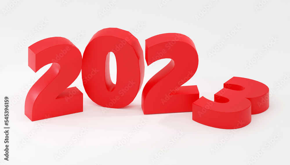 Bright red Christmas mood sign 2022 2023 Modern Minimal New Year Concept- 3D render Illustration Bright red Christmas mood sign 2022 2023 Modern Minimal New Year Concept- 3D render Illustration