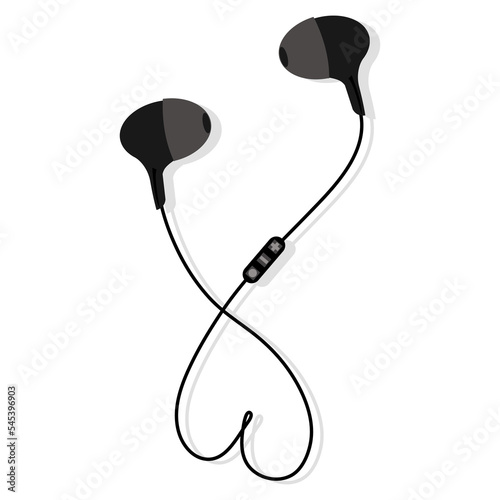 Vacuum headphones with a control panel. Suitable for music and technology. Vector illustration on a white background. 