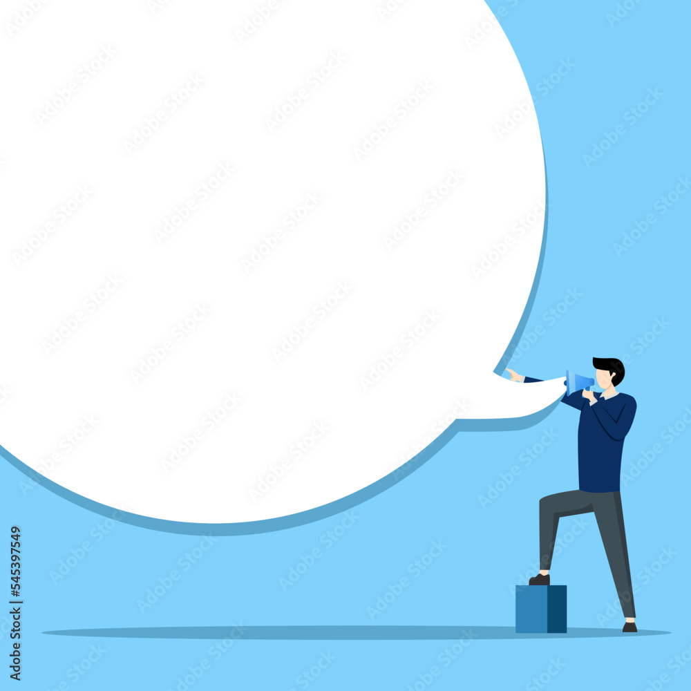 megaphones and chat balloons. confident businessman using megaphone speaking loudly to be heard in public. speak loudly to communicate with colleagues or grab attention and announce a promotion concep megaphones and chat balloons. confident businessman using megaphone speaking loudly to be heard in public. speak loudly to communicate with colleagues or grab attention and announce a promotion concep