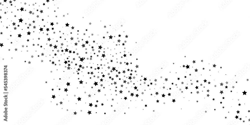 Falling confetti stars. Black stars on a white background. Festive background. Abstract texture on a white background. Design element. Vector illustration, eps 10.