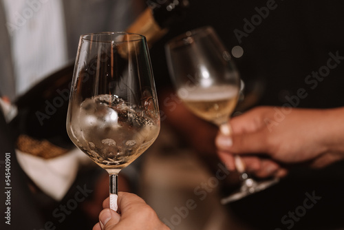 Cheers  we celebrate friendship with a glass of wine white  rose and champagne with friends and loved ones in a memorable evening.