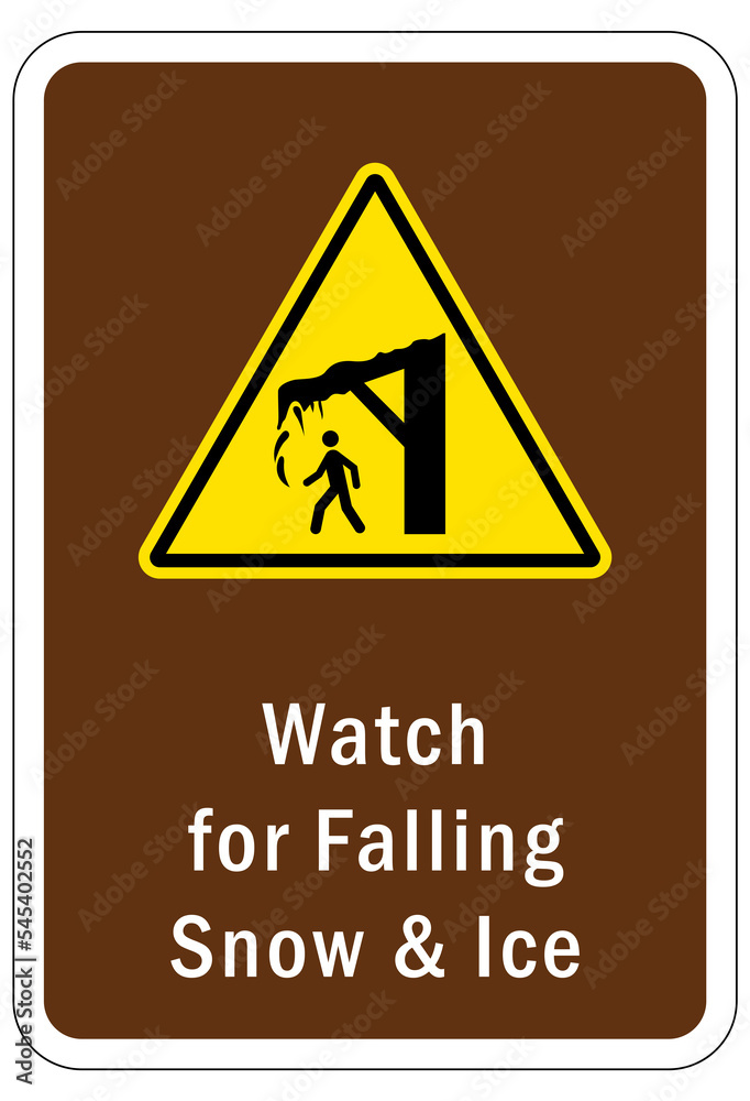 Obraz premium Falling ice and snow warning sign