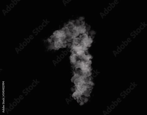 realistic smoke 1 number spreading on dark background