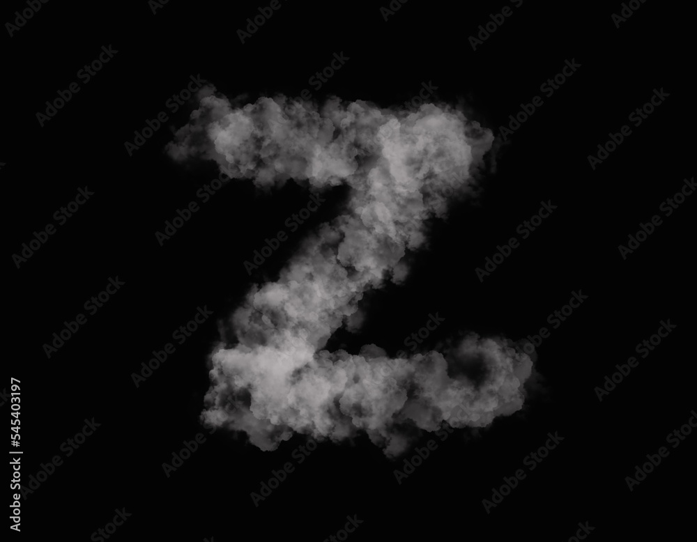 realistic smoke Z alphabet spreading on dark background
