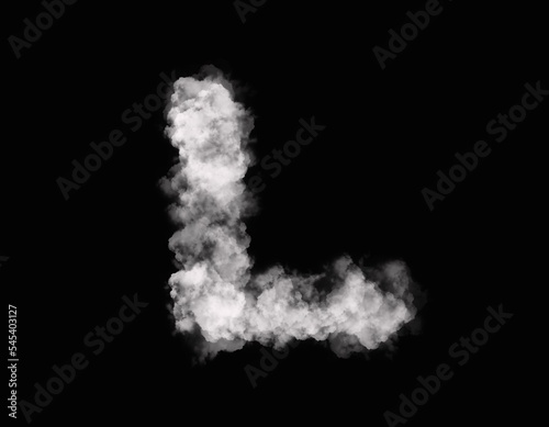 realistic smoke L alphabet spreading on dark background