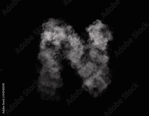 realistic smoke N alphabet spreading on dark background
