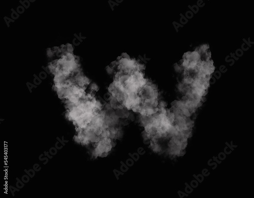 realistic smoke W alphabet spreading on dark background