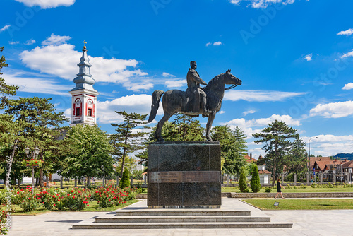 Mionica, Serbia - July 13, 2021: The central square in the city of Mionica in Serbia photo